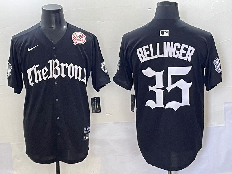 Men 2025 New York Yankees 35 Bellinger Black Five generations Joint Name Nike MLB Jersey style 6